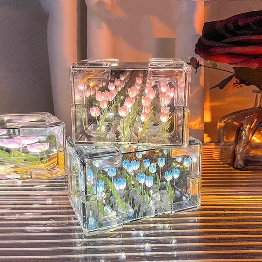 Diy Flower Sea Rubik's Cube Tulip Small Night Lamp