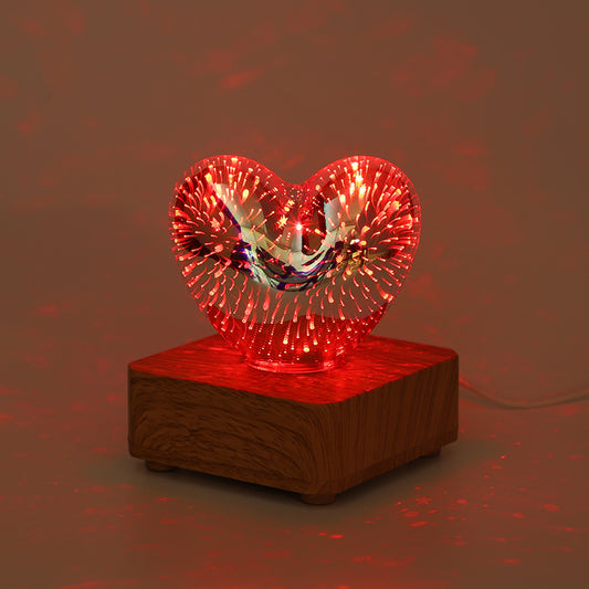 3d Love Glass Small Night Lamp Bedside Bedroom